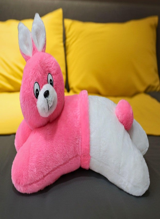 تيكلز وسادة داعمة ناعمة محشوة على شكل أرنب، هدية مثالية للأطفال من الجنسين في أعياد الميلاد (الحجم: 40 سم، اللون: وردي وأبيض) - Image 1